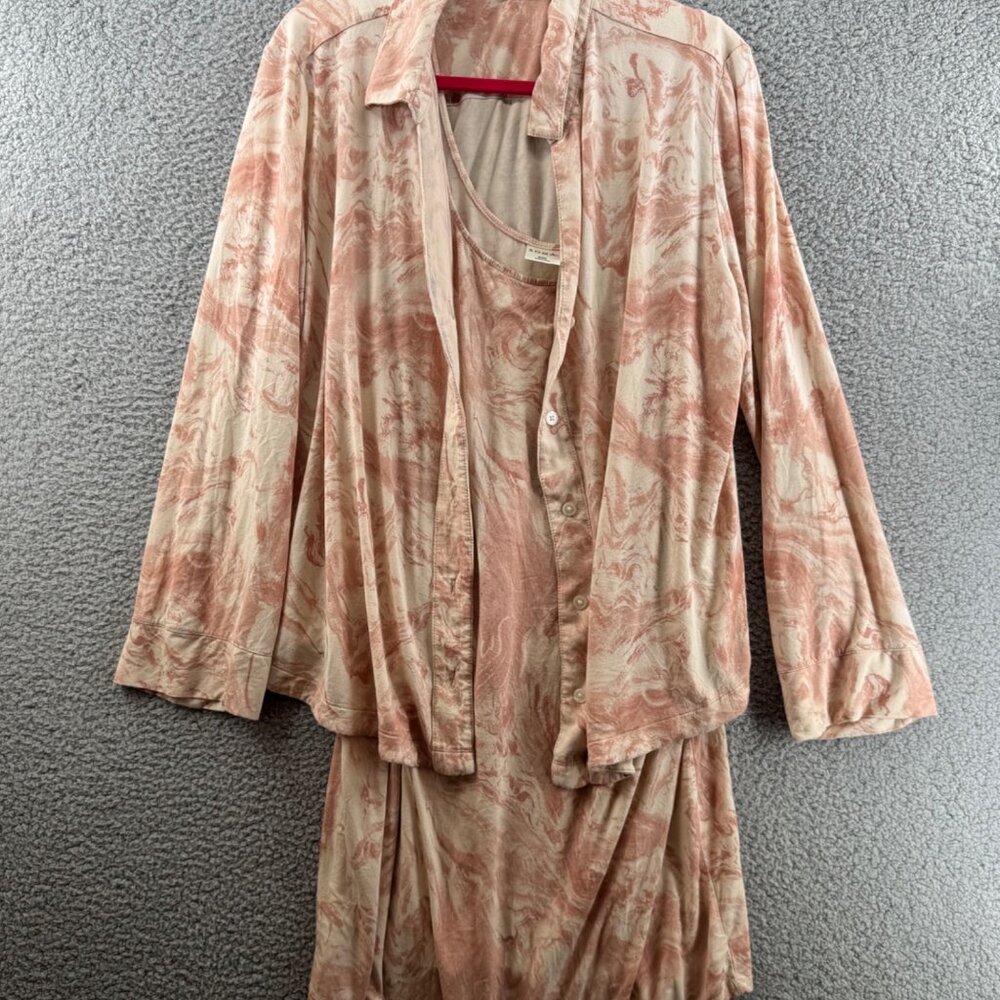 Soma Kimono Cardigan & Nightgown Set Pink Marble Pattern Size XXL